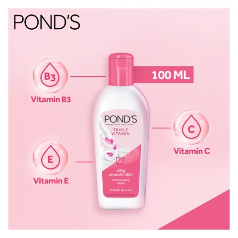 Pond's Triple Vitamin Moisturizing Lotion, Silky Smooth Skin, 100ml