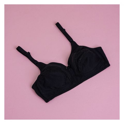 Poppy Everyday Essentials Non-Padded, Wireless Cotton Bra, Versatile & Suitable For Various Occasions, Black, 03 Bra