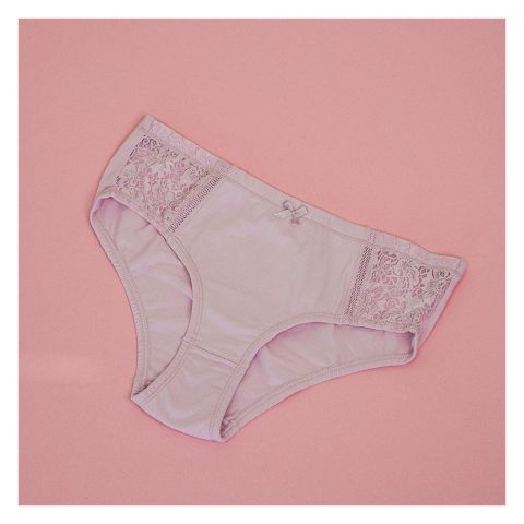Poppy Everyday Essentials Brief Soft Cotton Panty With Side Panel Lace, Prevents Irritation & Rashes, Lilac, 03 Brief