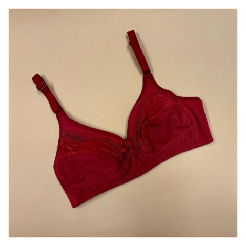 Poppy Everyday Essentials Non-Padded, Wireless Cotton Bra, Versatile & Suitable For Various Occasions, Maroon, 03 Bra