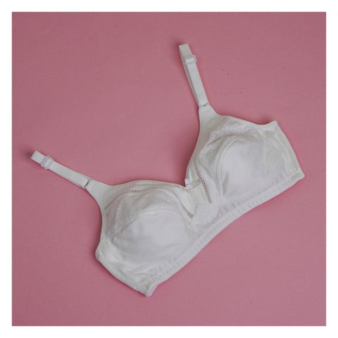 Poppy Everyday Essentials Non-Padded, Wireless Cotton Bra, Versatile & Suitable For Various Occasions, White, 03 Bra