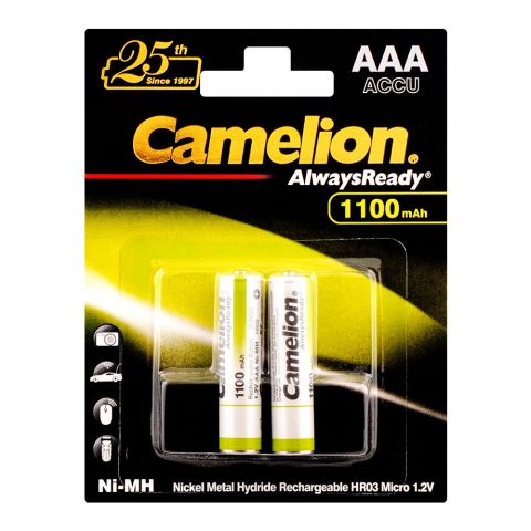 Camelion AAA 1100mAh Ni-MH Rechargeable Battery, 2-Pack, NH-AAA1100BP2