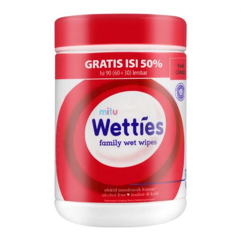 Mitu Baby Wetties Fresh Clean Antiseptic Family Wet Wipes, 90-Pack
