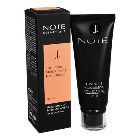 J. Note Luminous Moisturizing Foundation, 102 Warm Almond, SPF 15, For Dry Skin