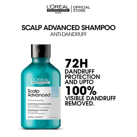 L'Oreal Professionnel Serie Expert Scalp Advanced Anti-Pellicular Dandruff Professional Shampoo, For Scalps With Dandruff, 300ml