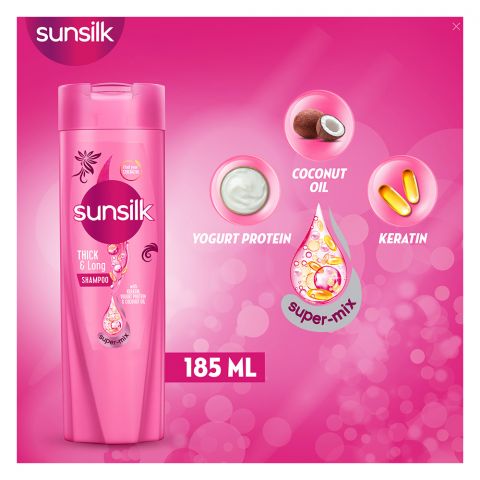 Sunsilk Thick & Long Keratin Yogurt Protein & Coconut Oil Shampoo, 185ml