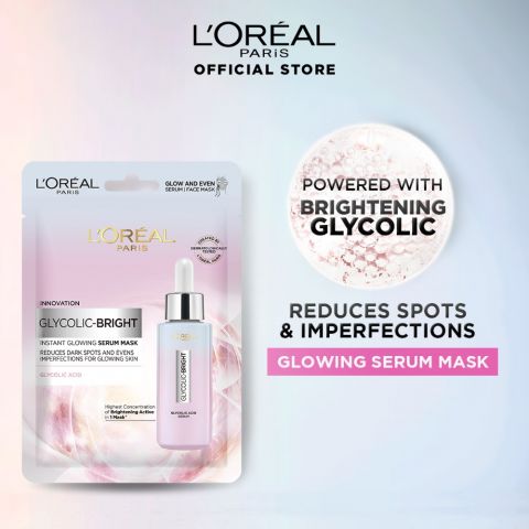 L'Oreal Paris Glycolic-Bright Instant Glowing Serum Mask, 22g