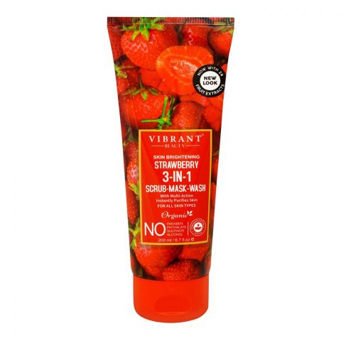 Vibrant Beauty Brightening 3-In-1 Strawberry Scrub, Mask & Wash, For All Skin Types, 150ml