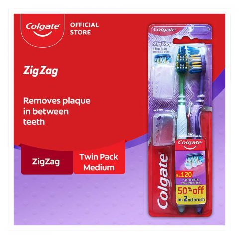 Colgate Zig Zag Medium Toothbrush, 2-Pack