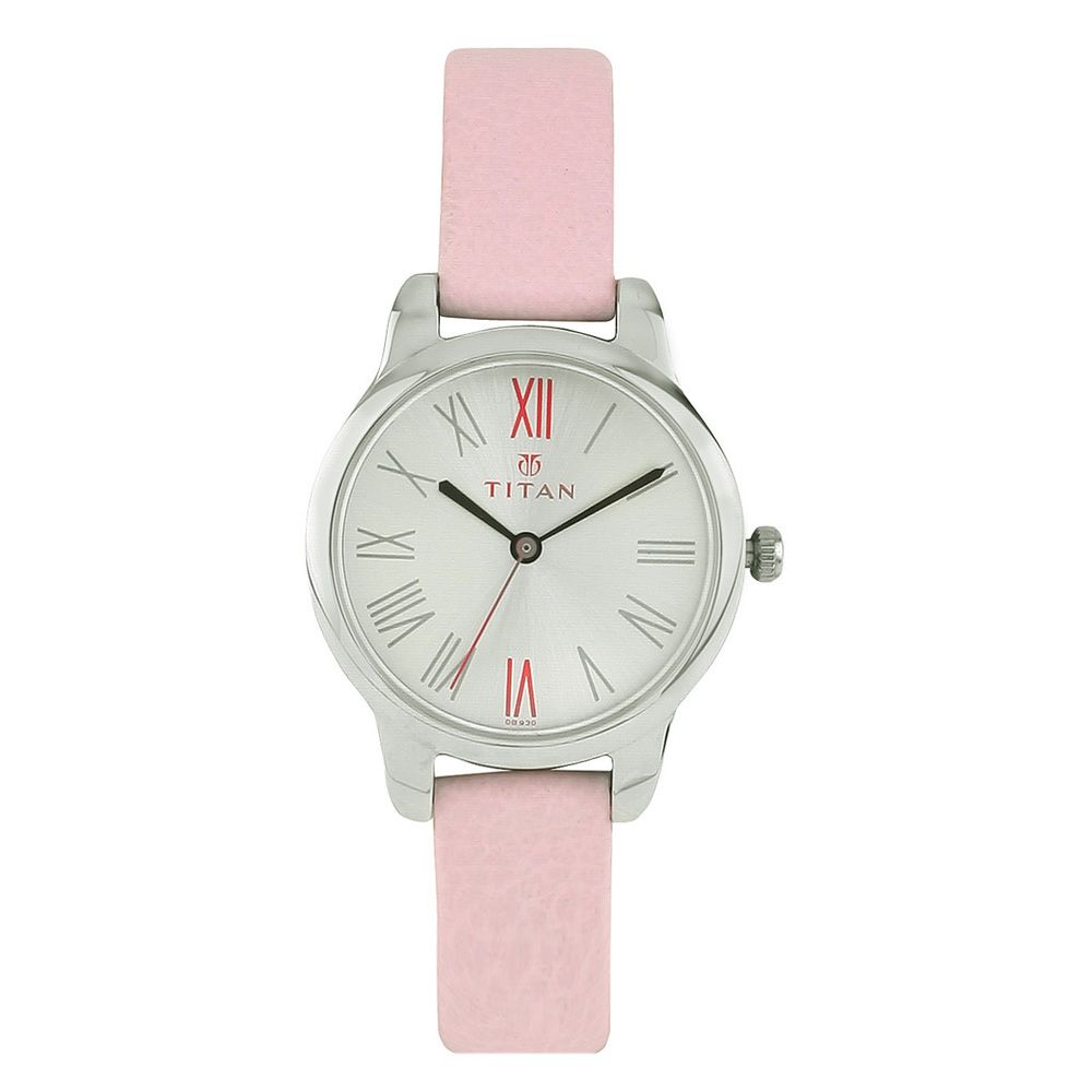 Purchase Titan Youth Silver Dial Leather Strap Analog Watch For Women ...