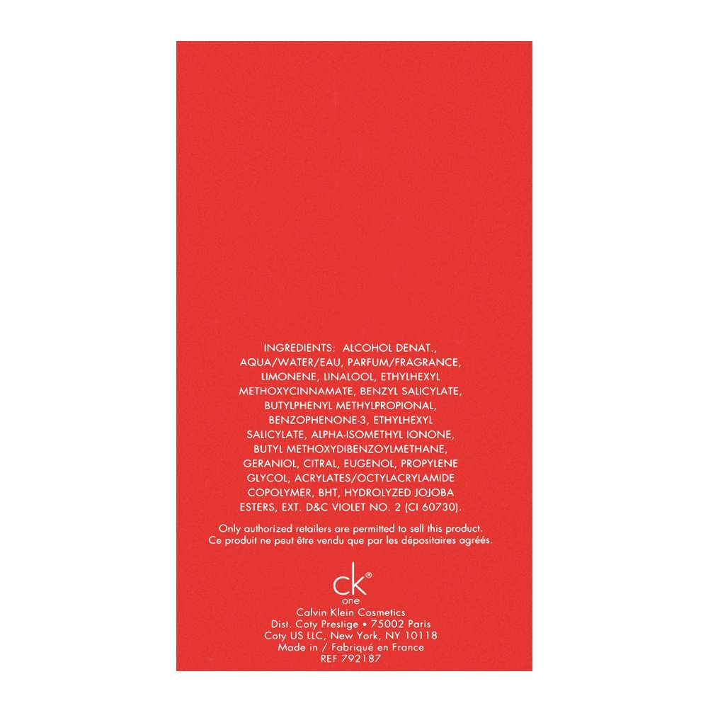 One Collector Calvin Klein Ck One Red Edition Fragrance Calvin