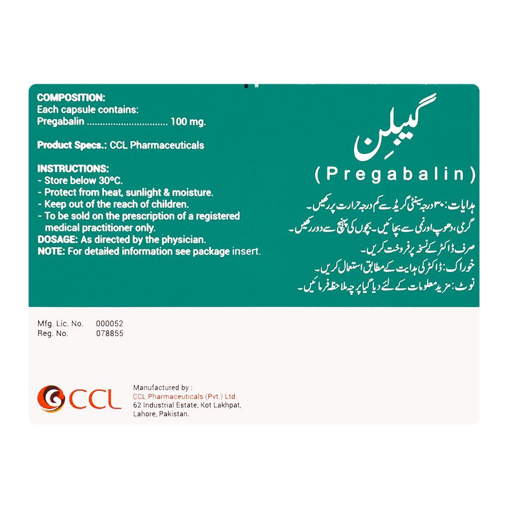 Gablin Order CCL Pharmaceuticals Gablin Capsule, 100mg, 14-Pack Online at ...