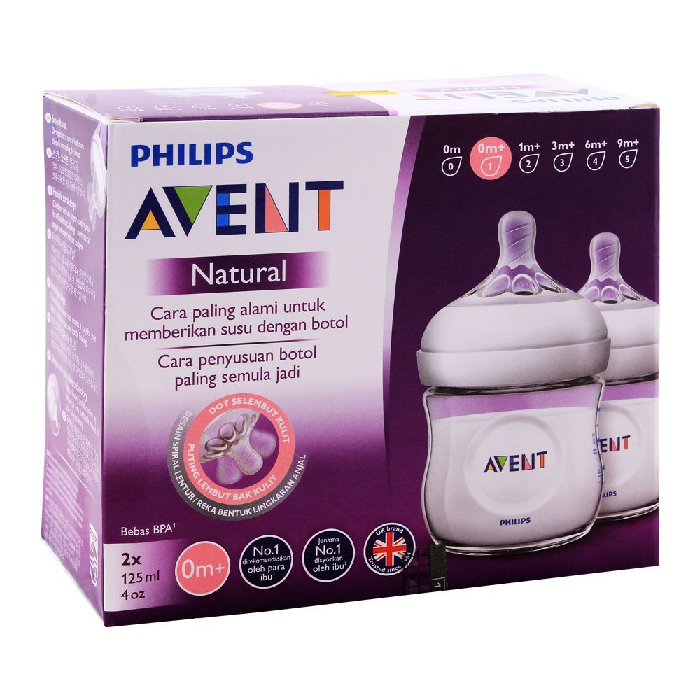 Order Avent Natural Feeding Bottle, 2-Pack, 125ml/4oz, SCF690/23