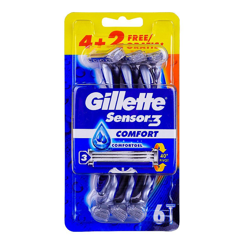 Gillette Sensor 3 Razor Order Gillette Sensor-3 Comfort Razor, For Men, 3 Skin Sensing Blades ...