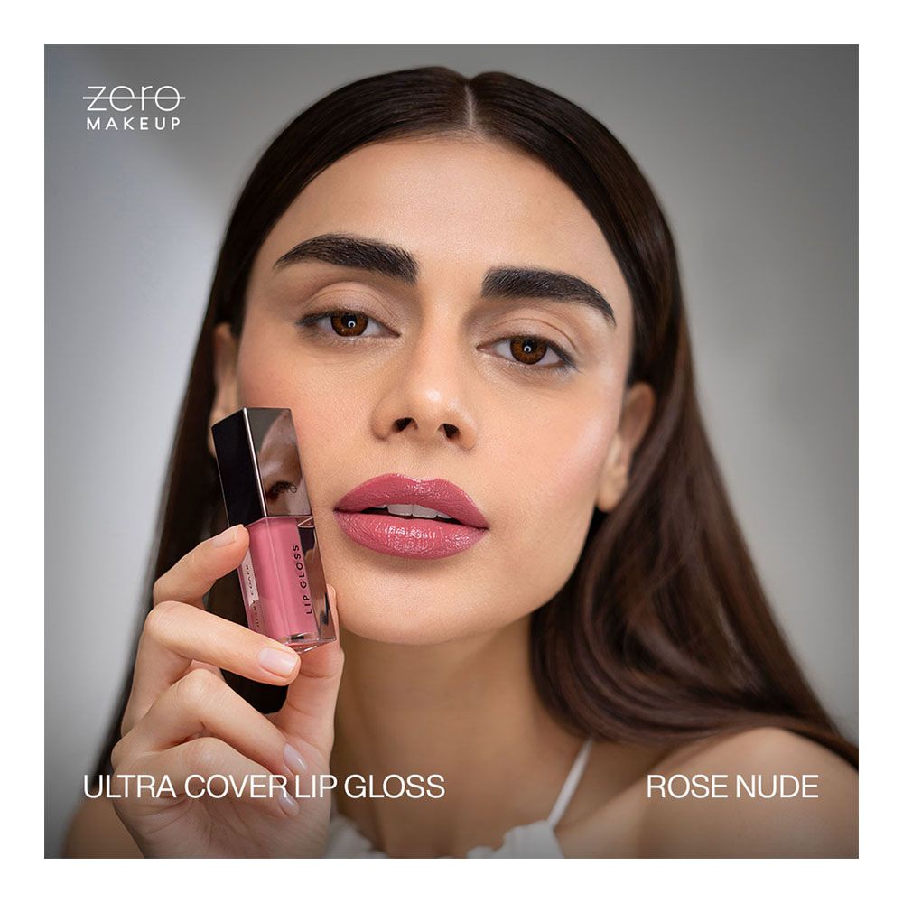 ZERO Makeup Ultra Cover Lip Gloss, Rose Nude, 4.8ml