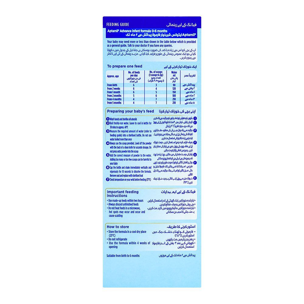 Adv Naheed Rind Buy Aptamil Advance No. 1, Infant Formula, 0-6 Months, 400g Online at ...